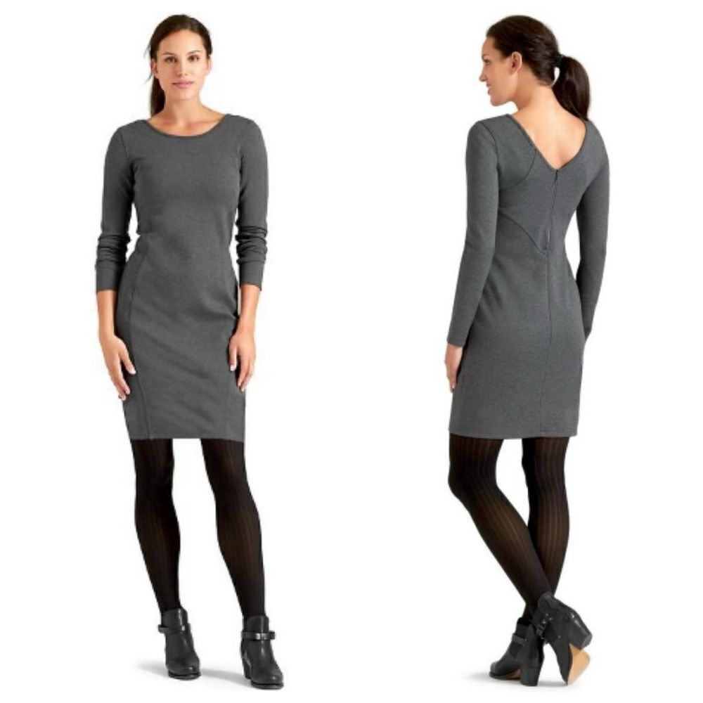 Athleta Illusion Ponte Knit Long Sleeve Dress Size Large in Gray